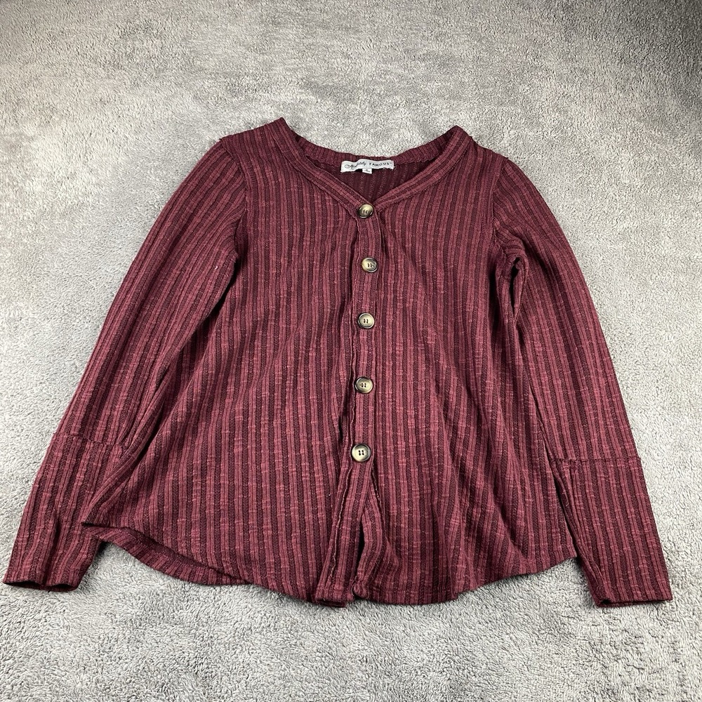 Absolutely Famous Knit Cardigan Womens‎ Small Red Long Sleeve